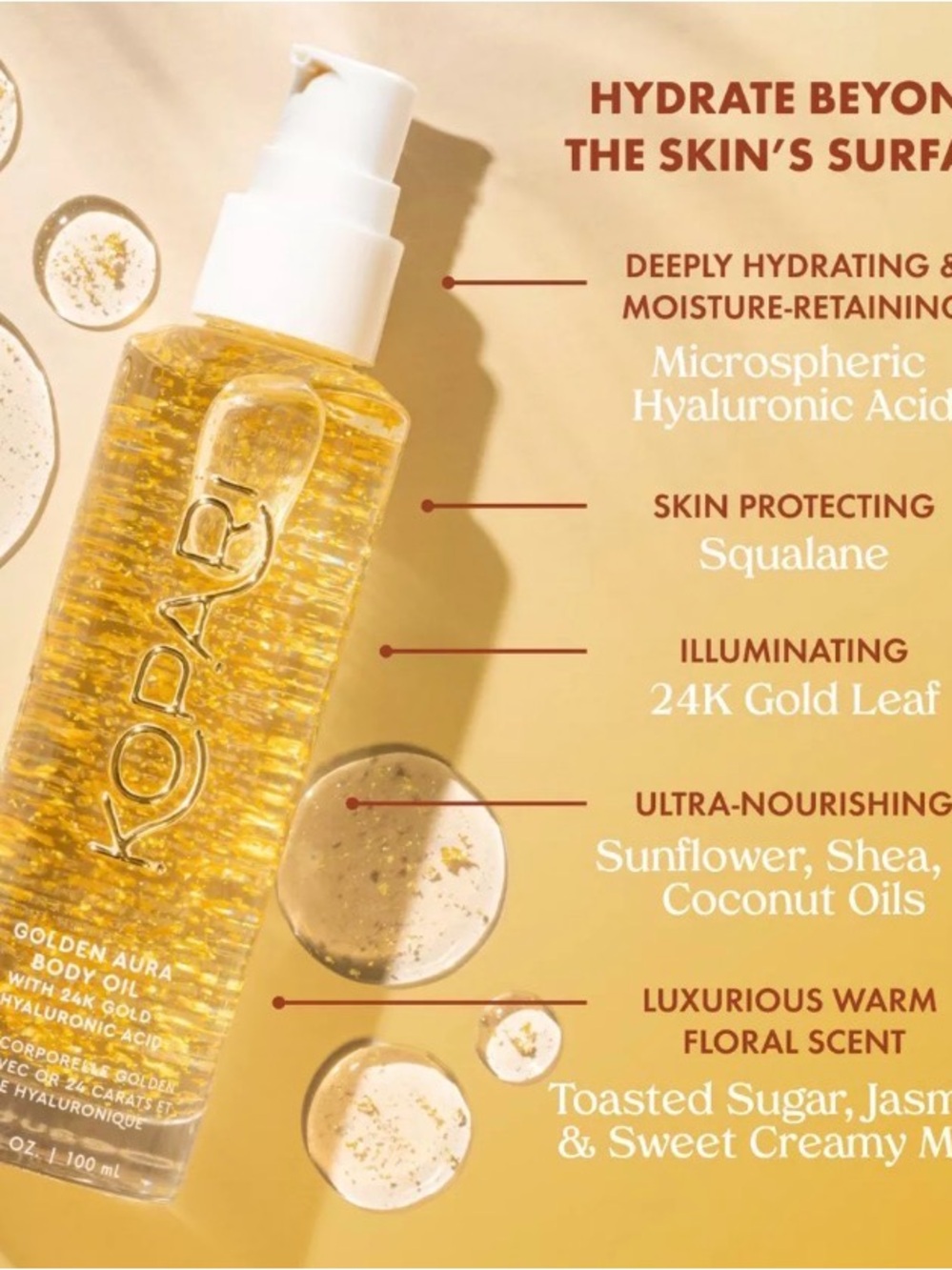 Kopari NEW Golden Aura Body Oil with 24K Gold & Hyaluronic Acid MSRP $42 - Picture 3 of 7